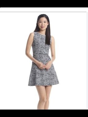 Michael Kors Black and White Zebra-Print Sleeveless Mini Dress